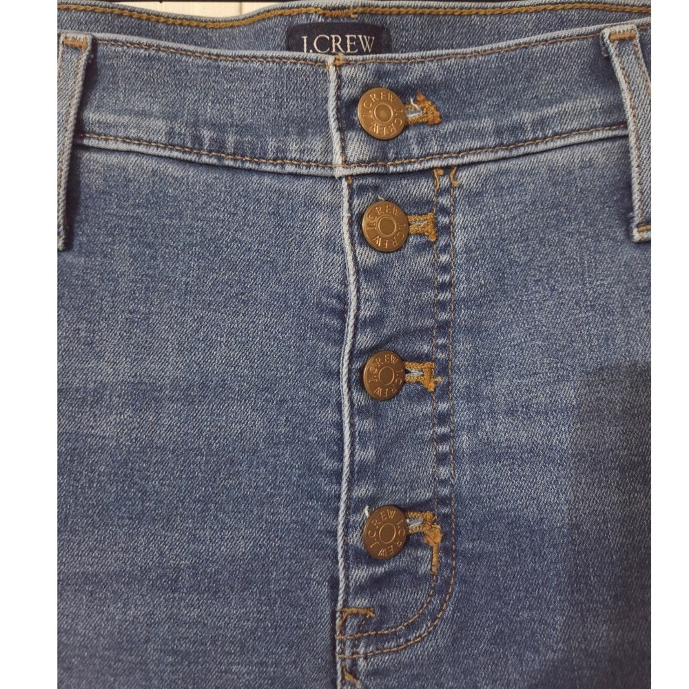 J Crew Flare Crop Button Fly Jeans Women Size 31 Medium Wash Denim - Picture 2 of 4